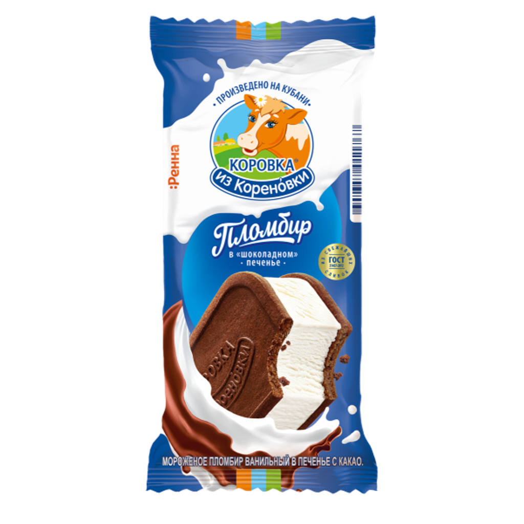 Мороженое пломбир ванильный в печенье с какао 15%