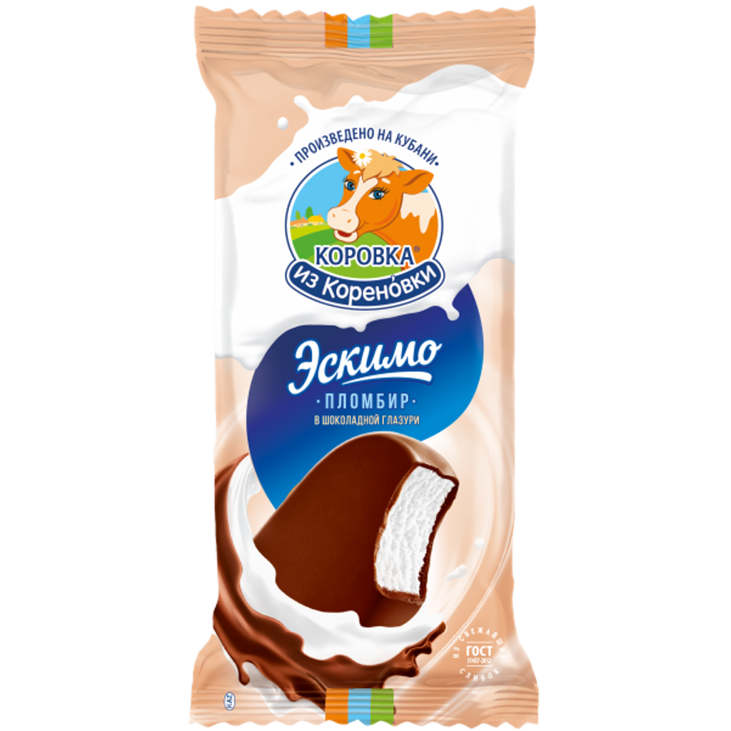 Мороженое пломбир ванильный эскимо в шоколадной глазури